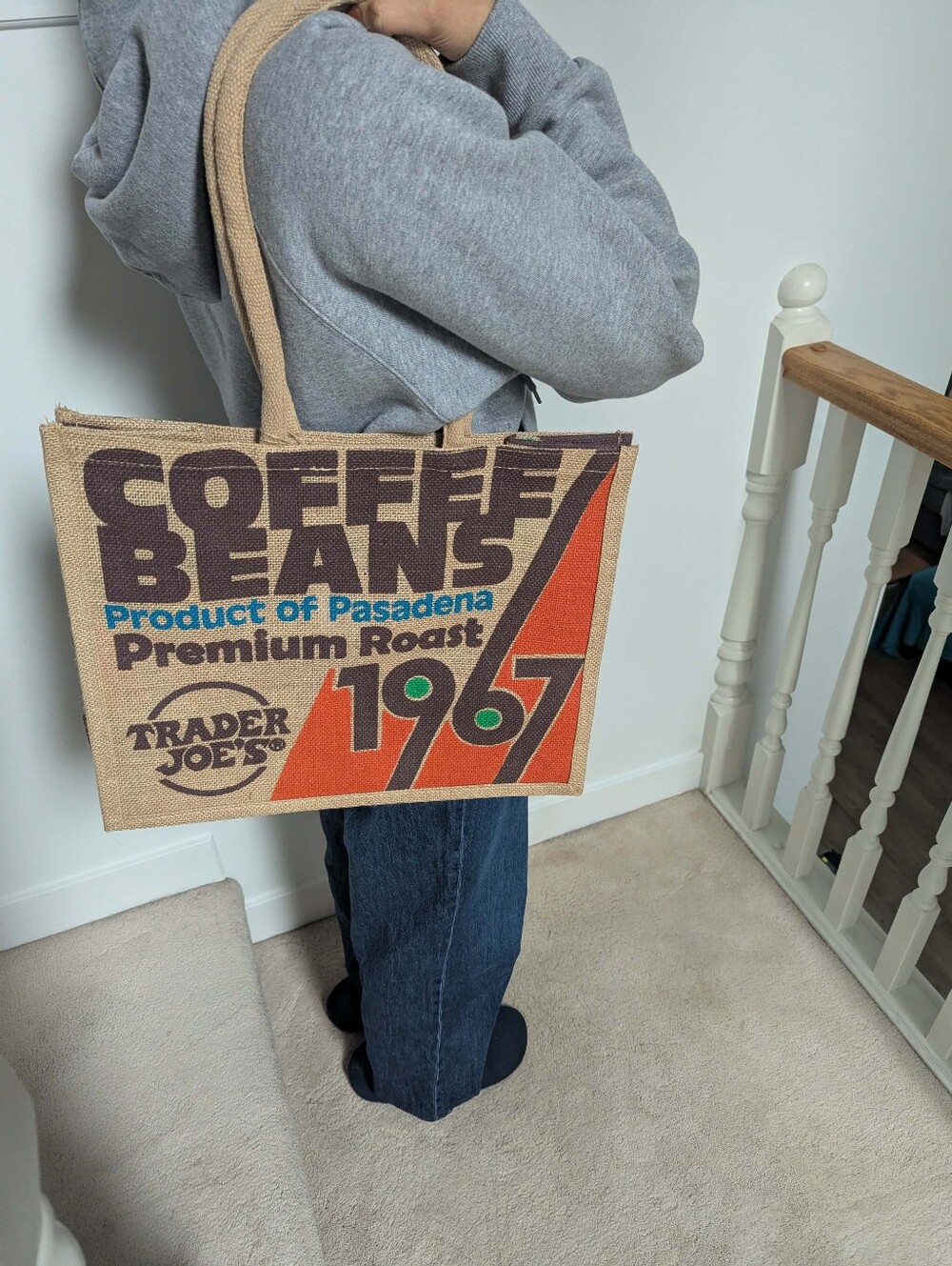 NEW Trader Joe's Coffee Jute Tote Bag - Picture 3 of 6